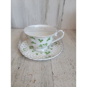 Grace teaware‎ NEW teacup plate St Patrick's Day green clover porcelain